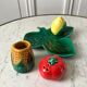 Set of salt shaker / pepper / mustard vintage in slip 70s