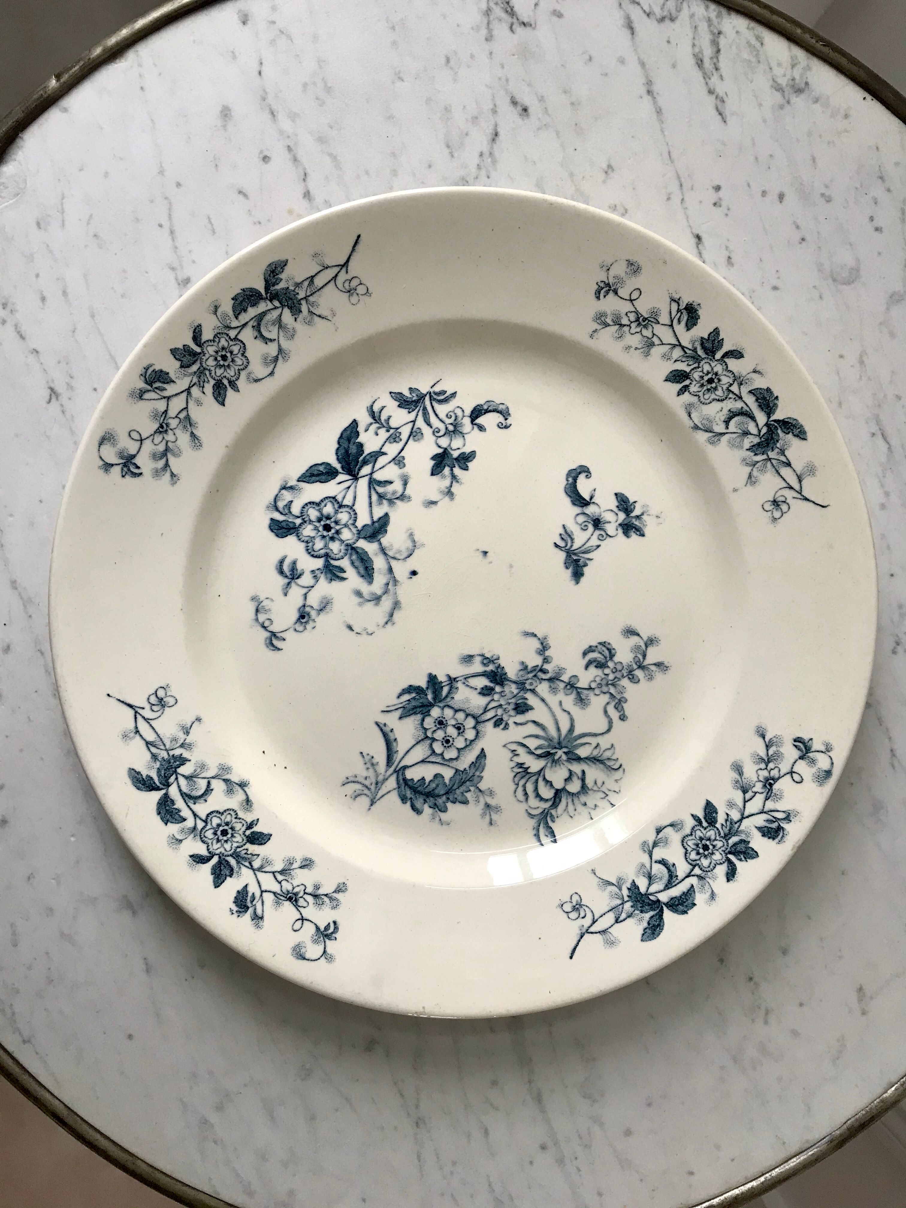 large round flat Terre de Fer Longwy model "YCHO" late nineteenth