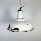 Industrial British White Enamel Factory Pendant Lamp from Benjamin, 1960s