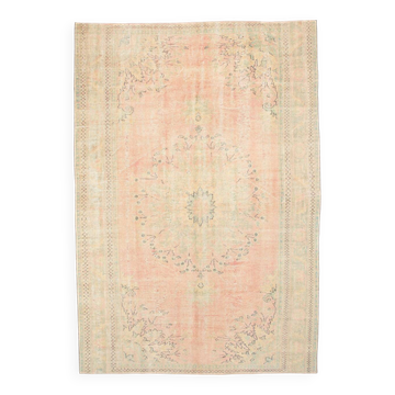 Powder Pink Soft Natural Oversize Vintage Rug For Living Room, 231x330 Cm