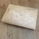 Petit plateau italien en bois et carreaux de faïence décor "Petit déjeuner"