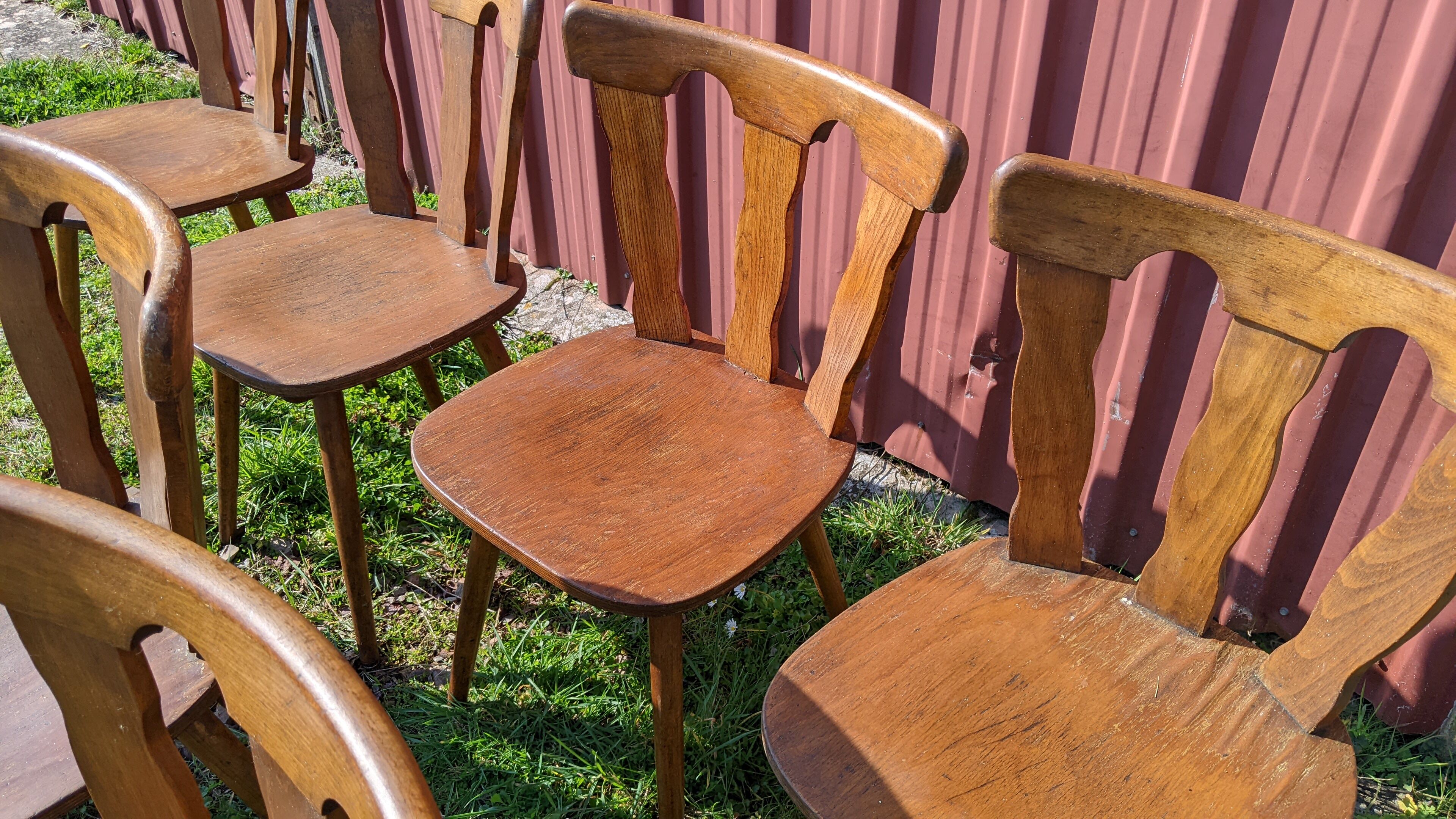 Série de 8 chaises de bistrot manufacture macorest kingersheim circa 1950
