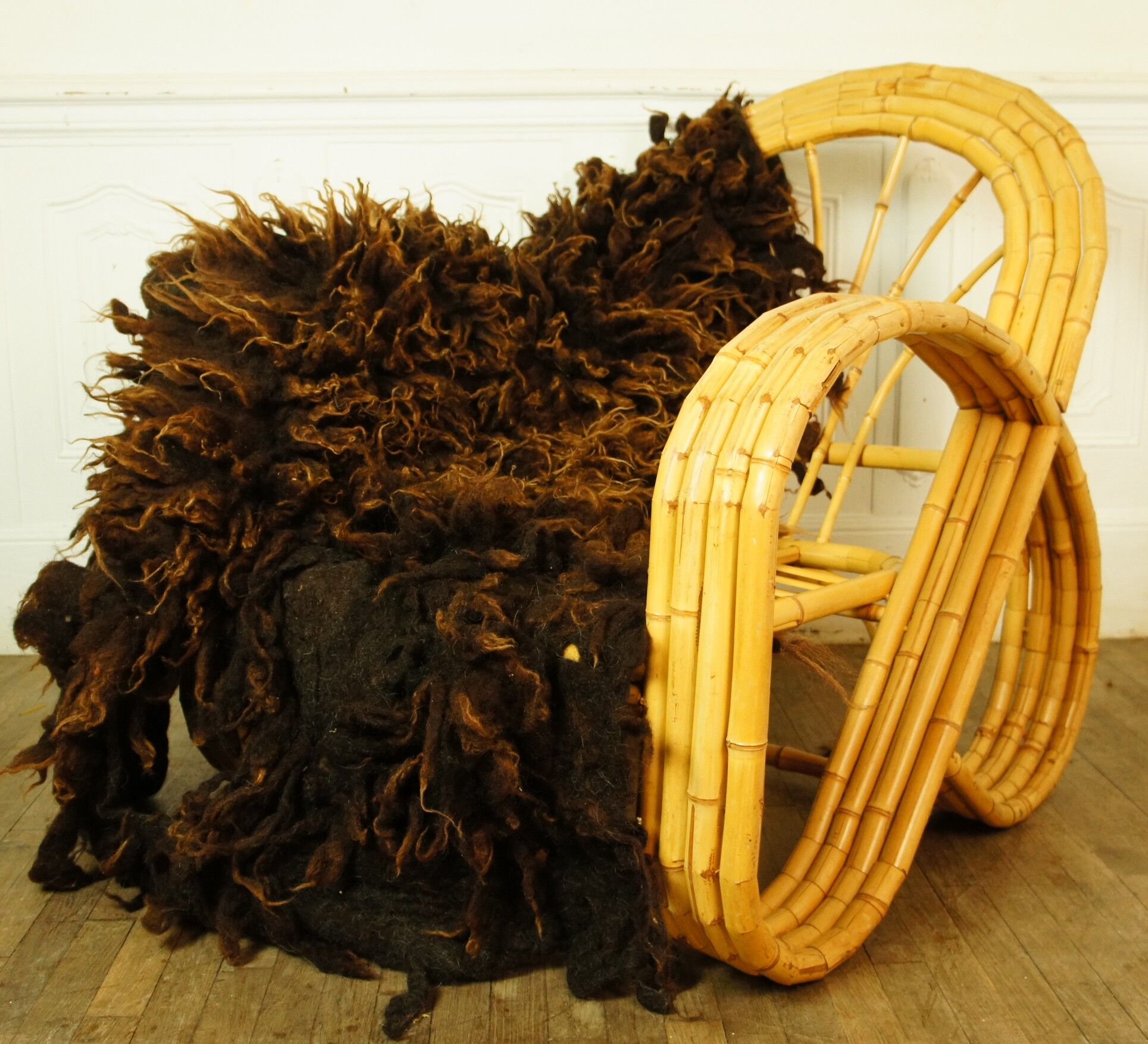 1970 ushant sheep wool rug - 170 cm x 80 cm