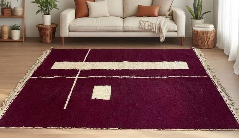 Handwoven pure wool Berber rug, size 200 x 300 cm