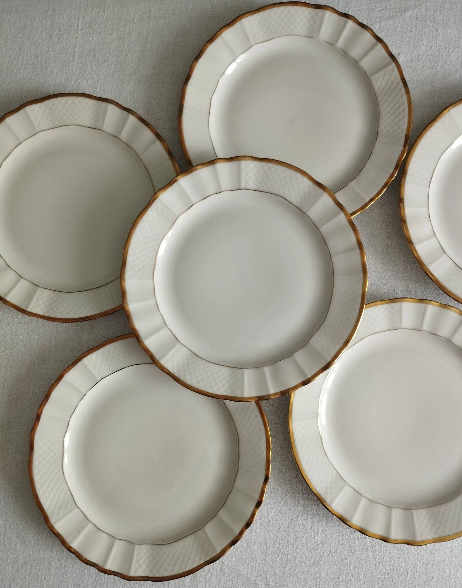 "Pallas" - 6 dessert plates in Limoges porcelain Balleroy & Cie