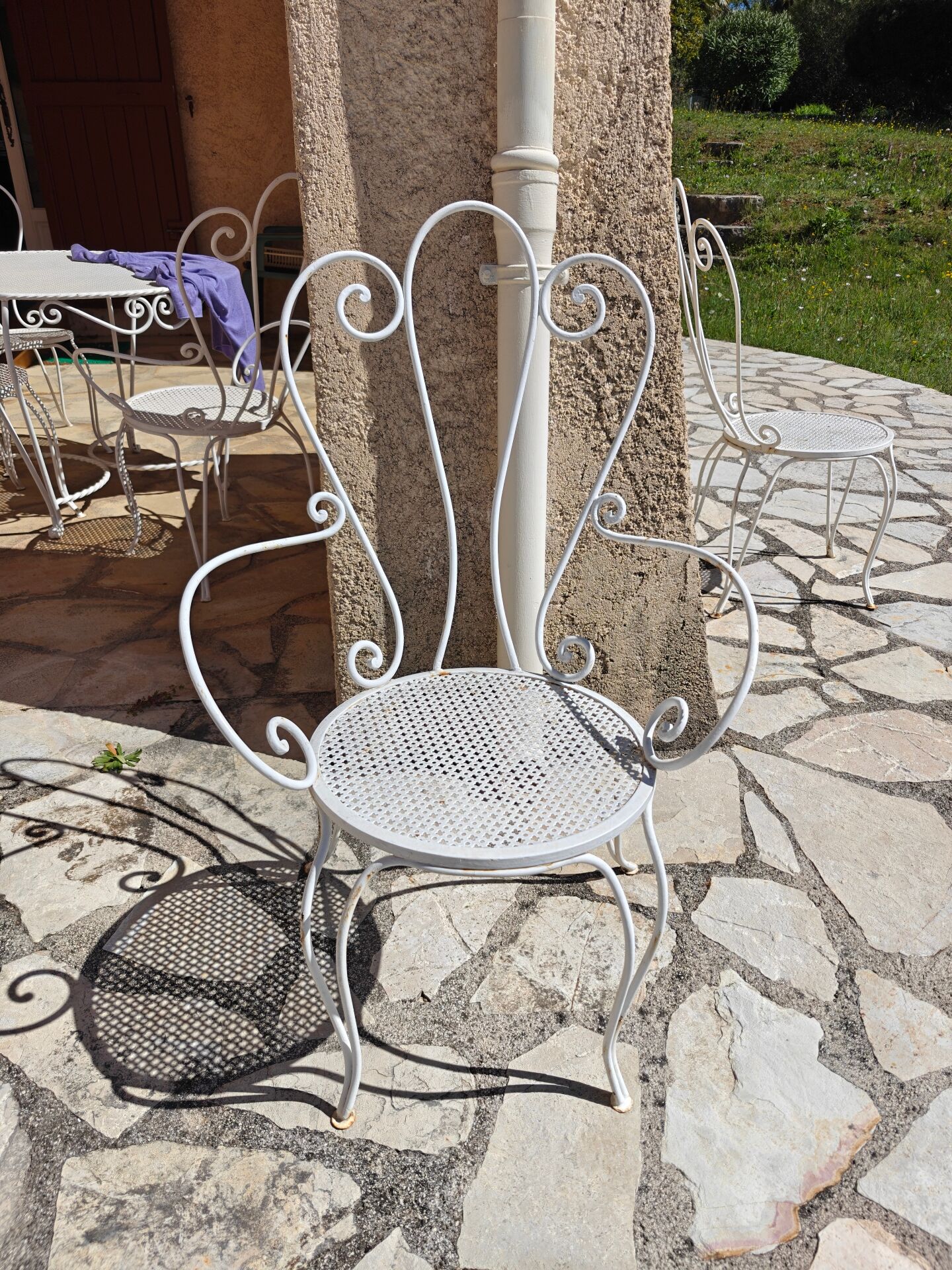 Mathieu Mategot salon de jardin 7 pièces fer forgé 1960