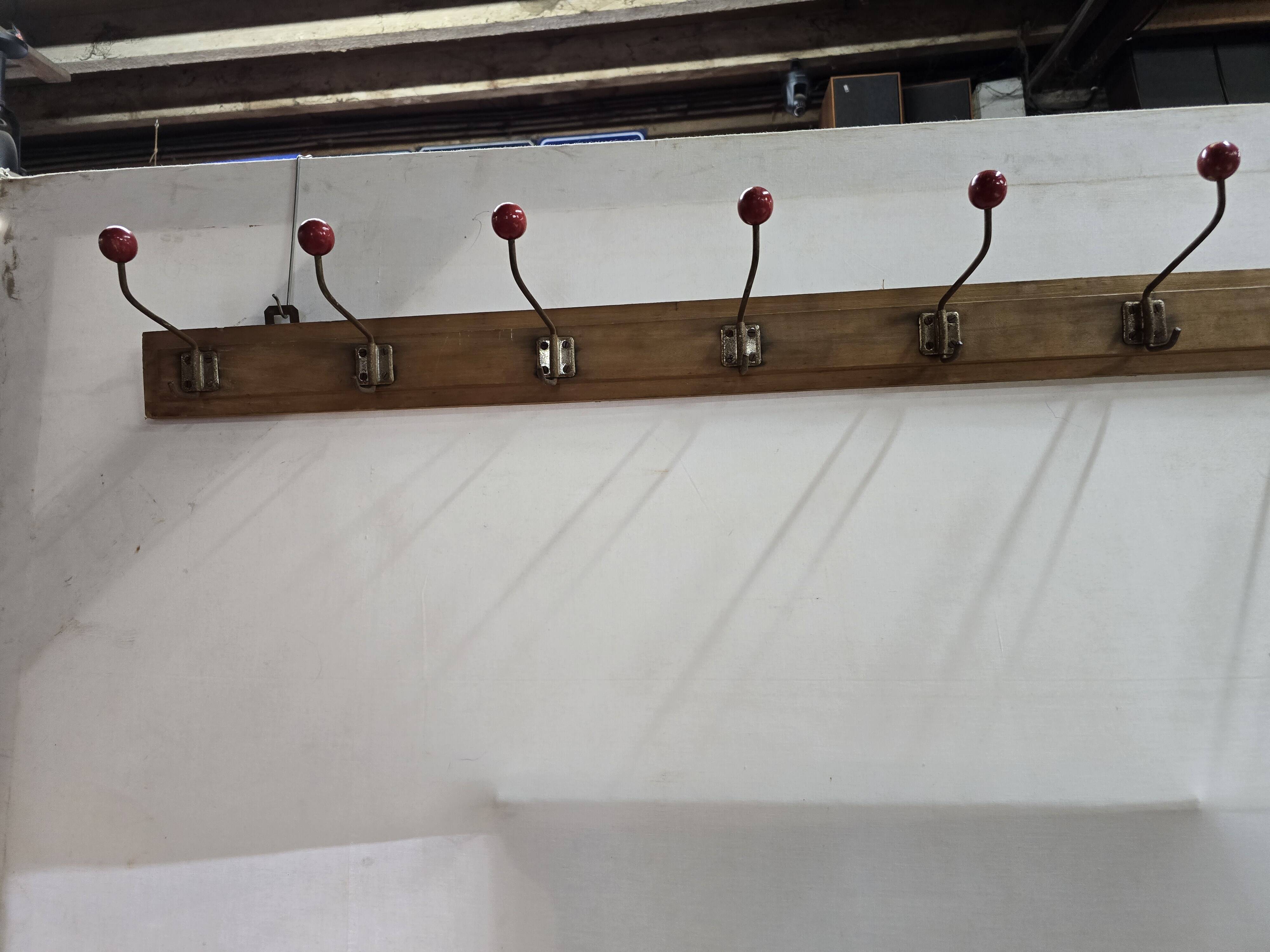 1960s school coat rack with 10 hooks