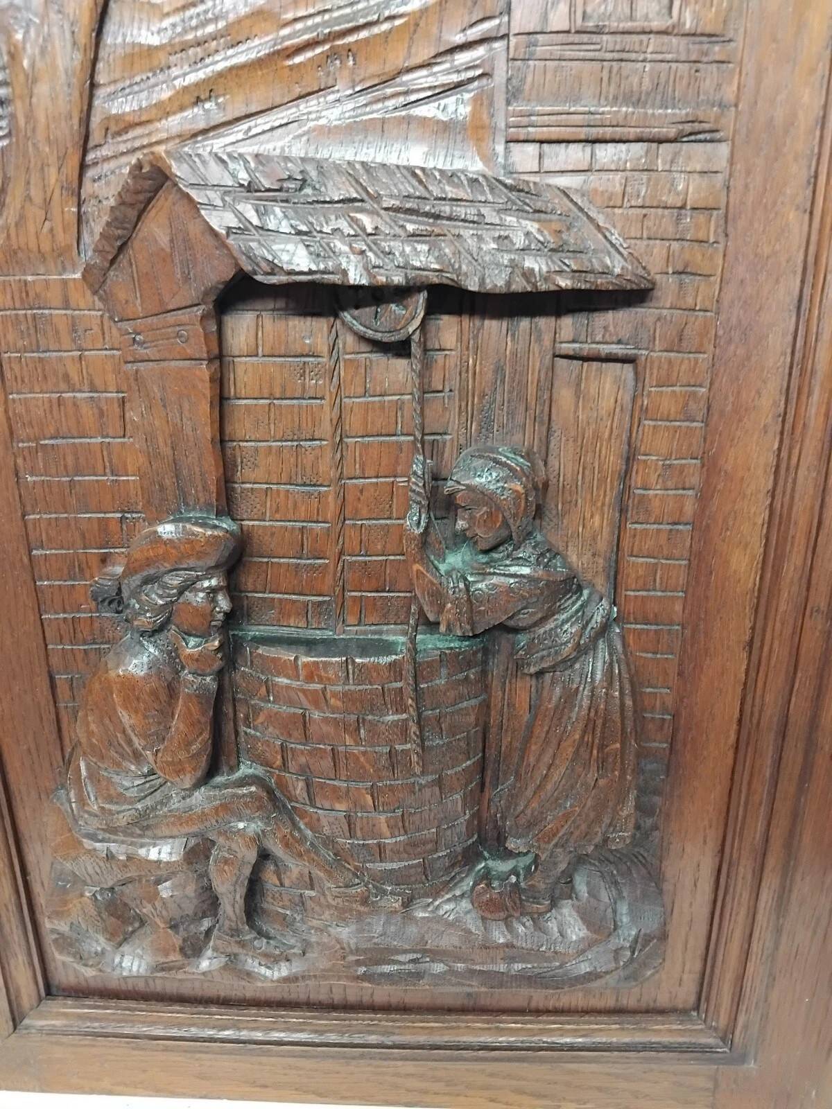 Old carved oak wooden door