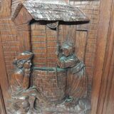 Ancienne porte en bois chêne sculpté