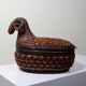 Vintage Woven Bamboo/Rattan Ram Box Shanghai Handicrafts China 70s