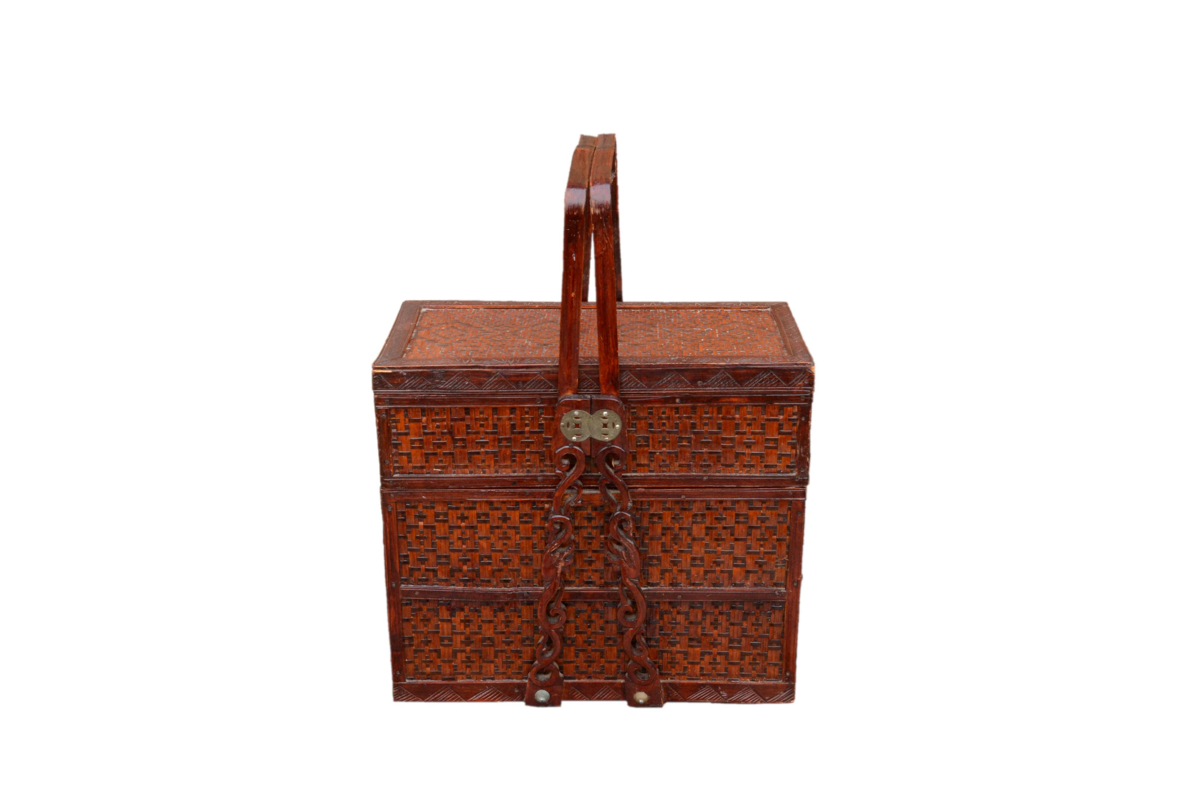 Rattan picnic basket, 20th century