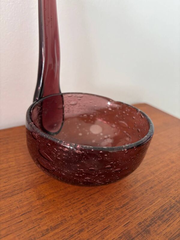 Service à punch vintage  – Verre bullé artisanal, coupe ou louche