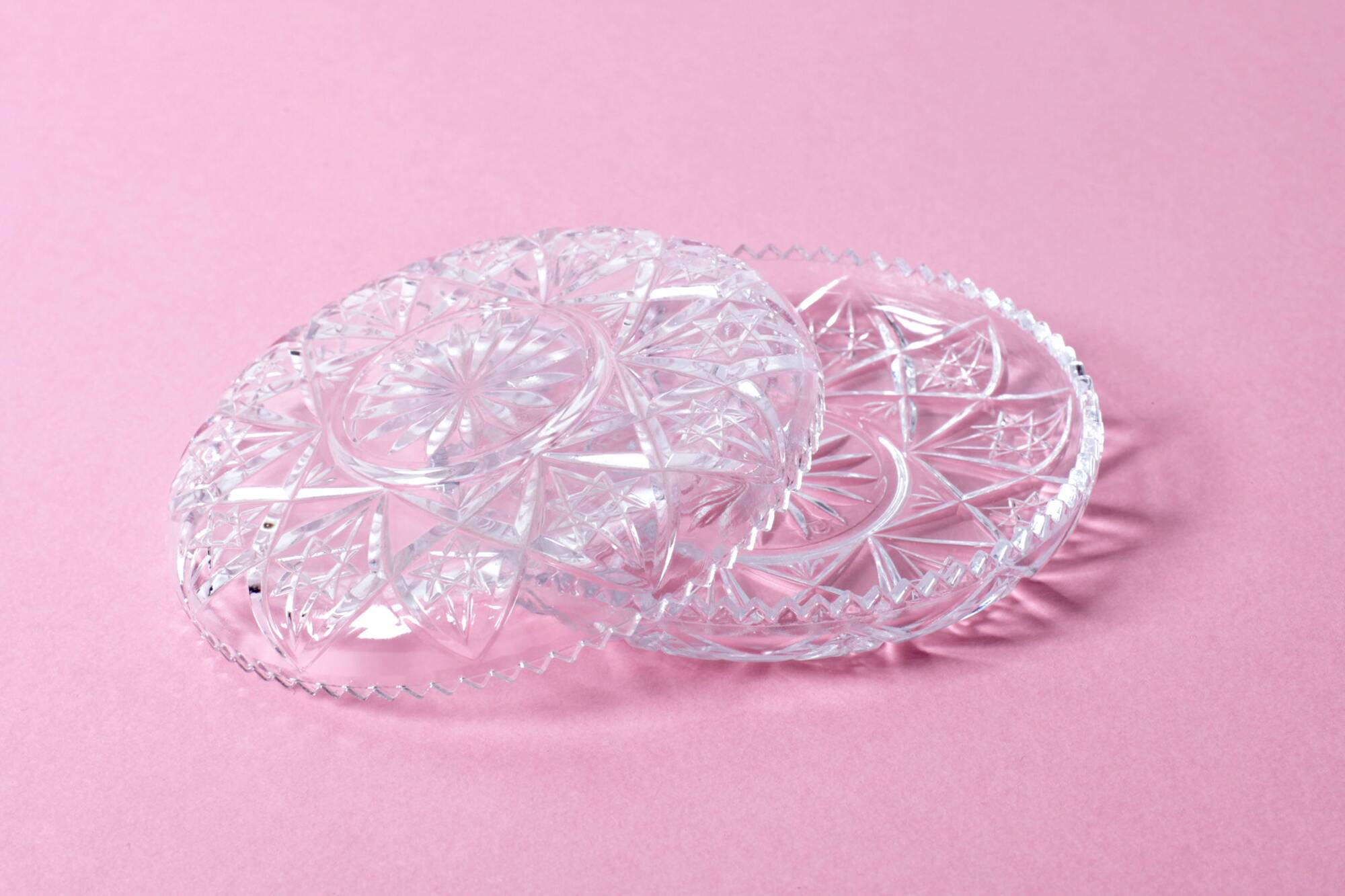 Mid-Century Pressed Glass Jewelry Box / Geometric Bonbon Candy Jar / 1960s