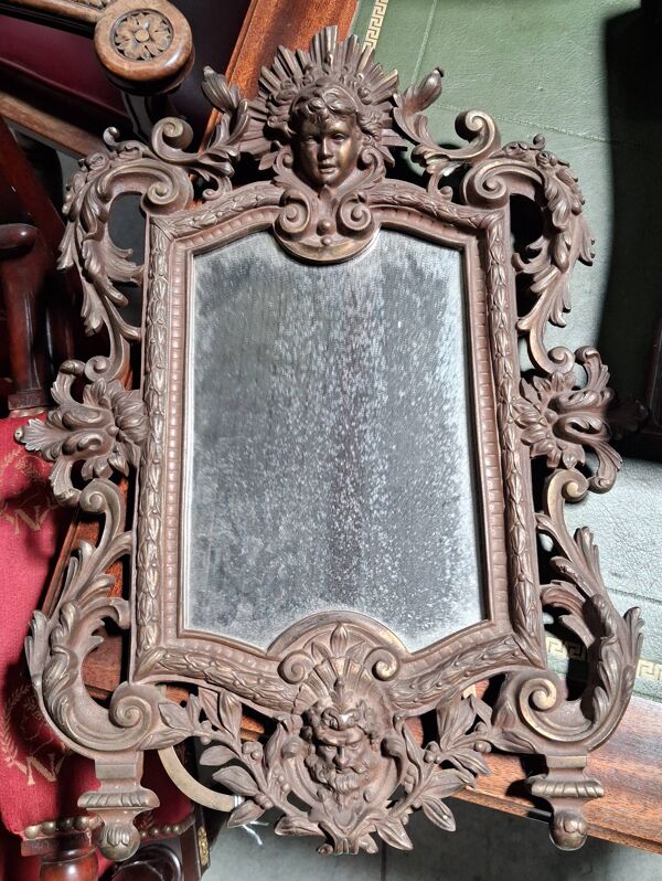Miroir de table en bronze richement ciselé – style néo-Renaissance, XIXe
