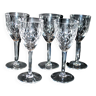Cristallerie lorraine, série de 5 verres à vin en cristal taillé de lemberg 17.5 cm
