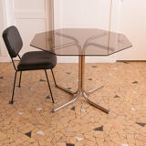 Seventies glass and chrome dining table