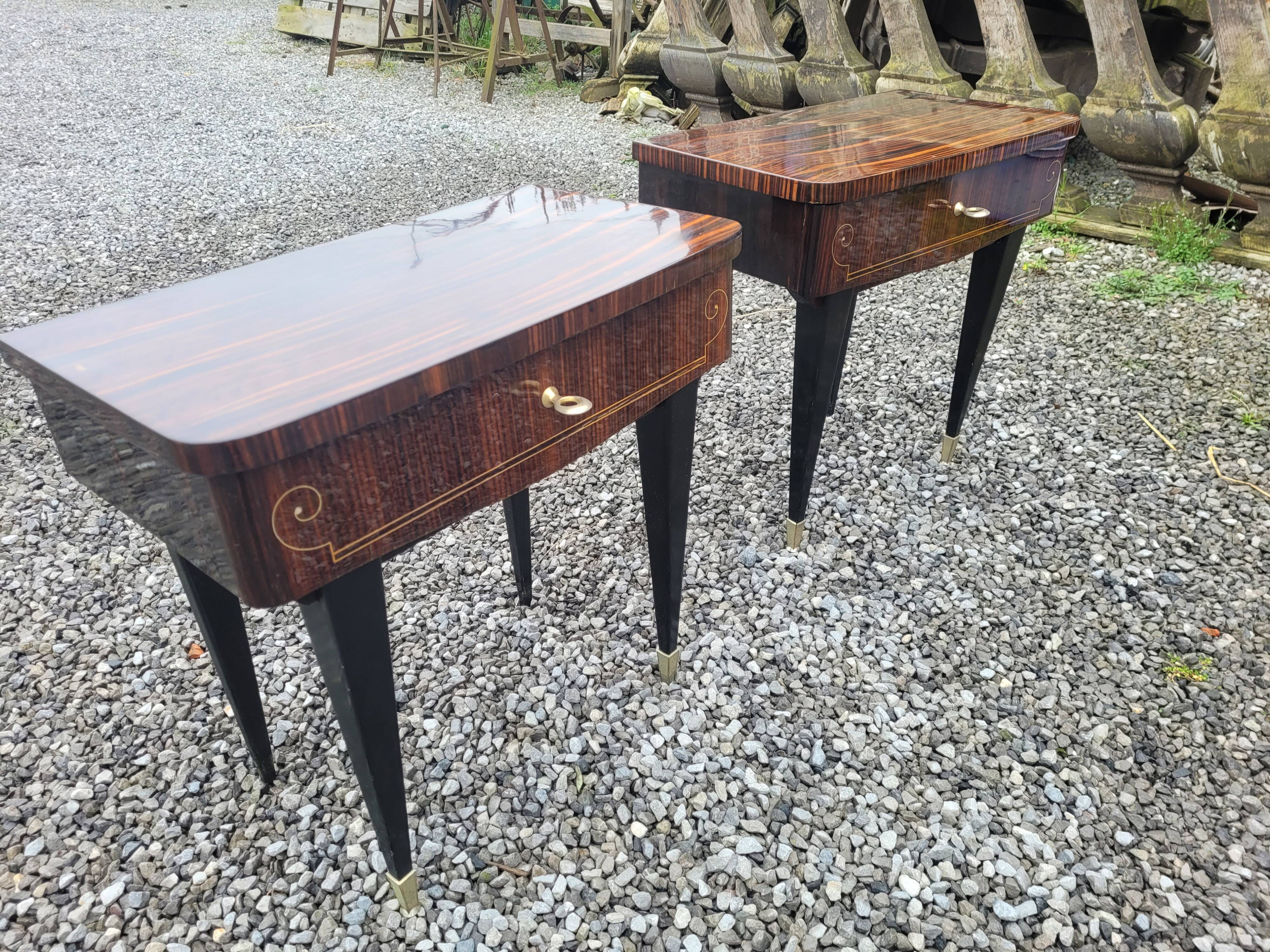 Pair of vintage rosewood bedside tables