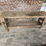 Ancien établi en chêne d'ébéniste ou menuiserie