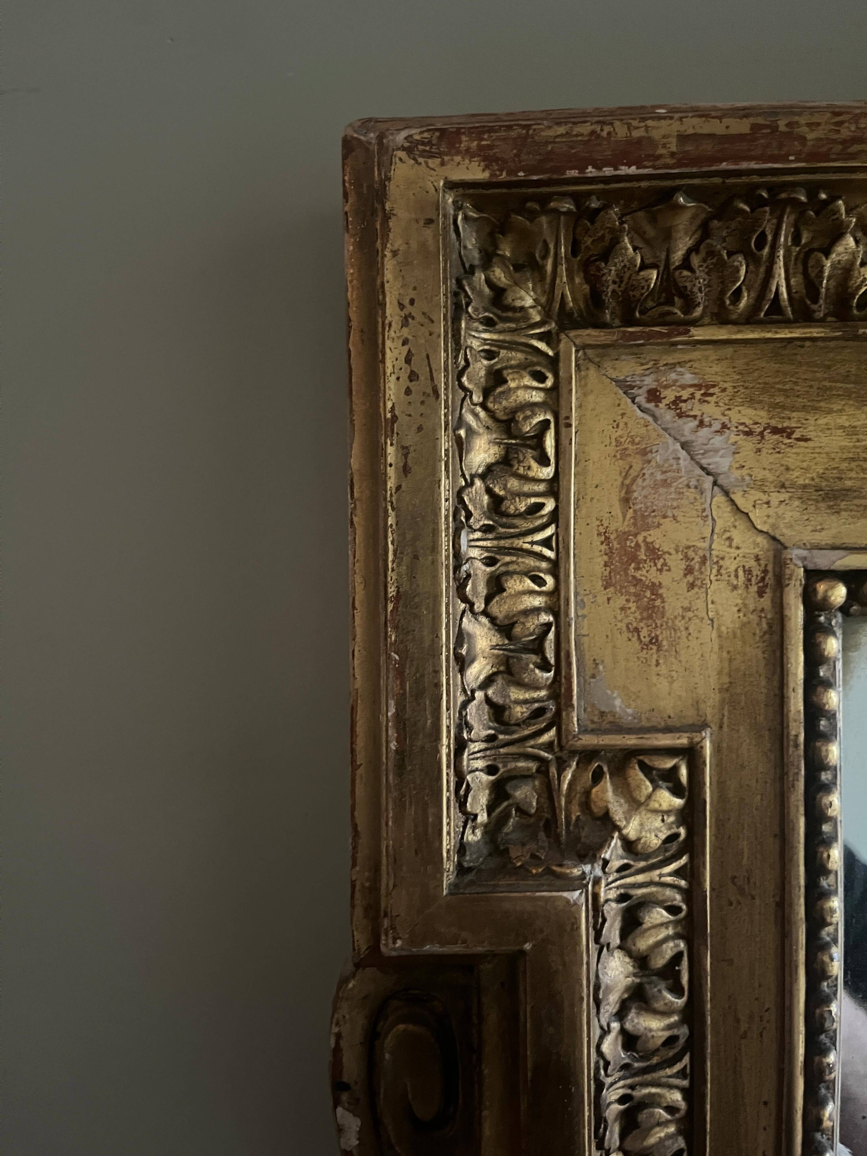 Old gilded mirror 19th century trumeau