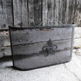 Old fire shield for fireplace fleur de lys