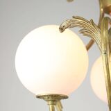 Antique Italian Brass and Opaline Chandelier
