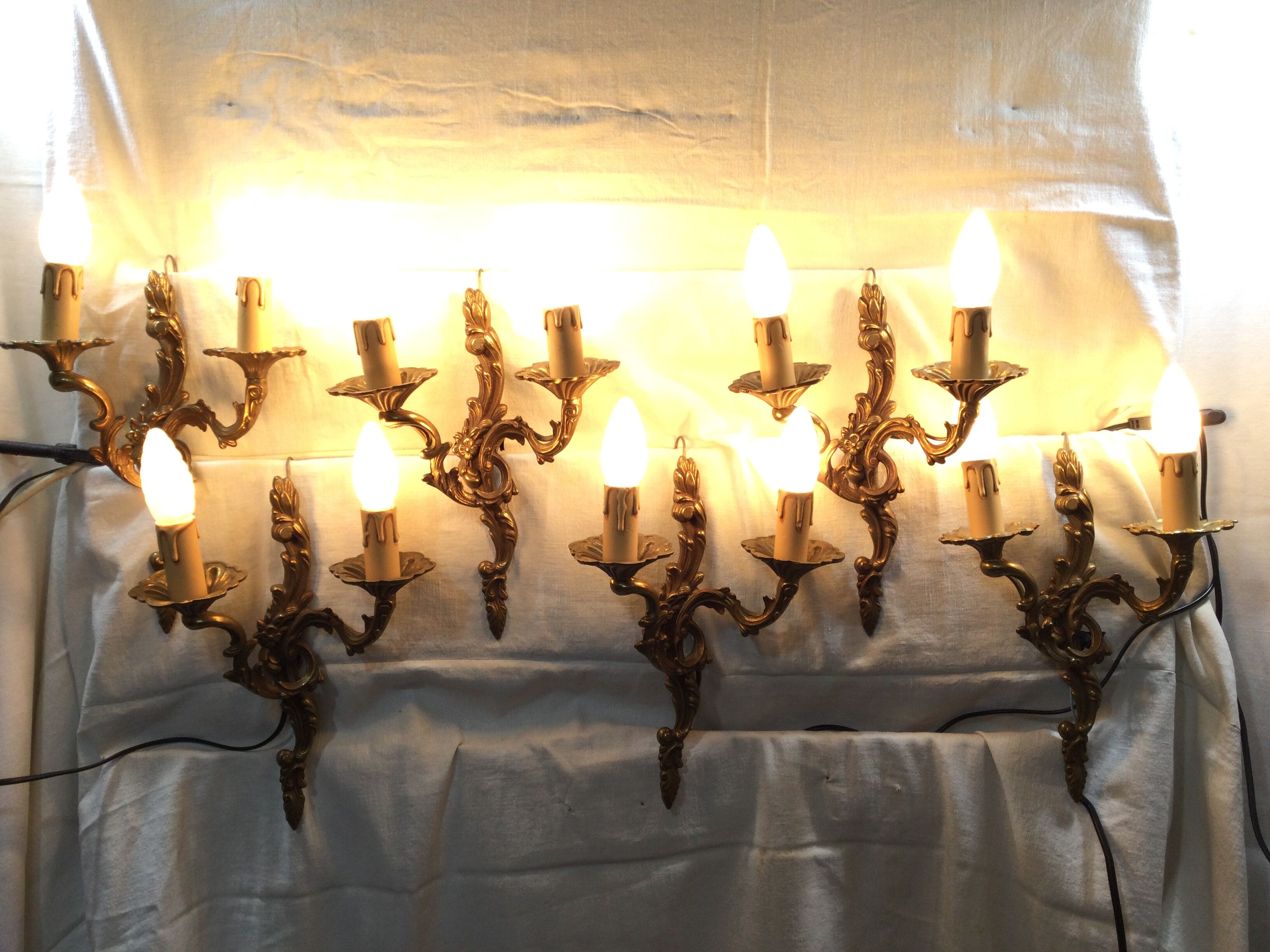 Pair of bronze sconces louis XV style