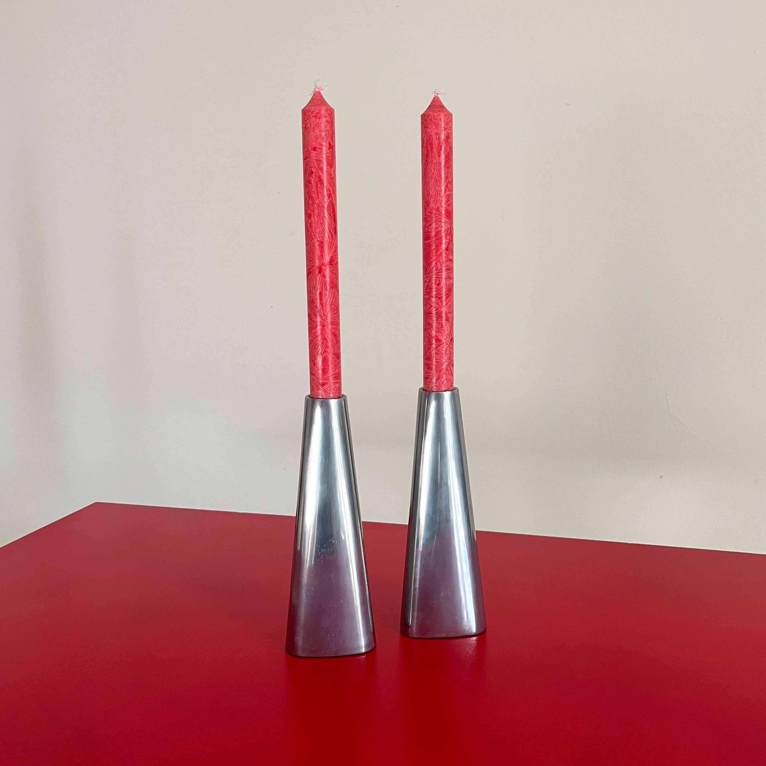 Two aluminum candlesticks