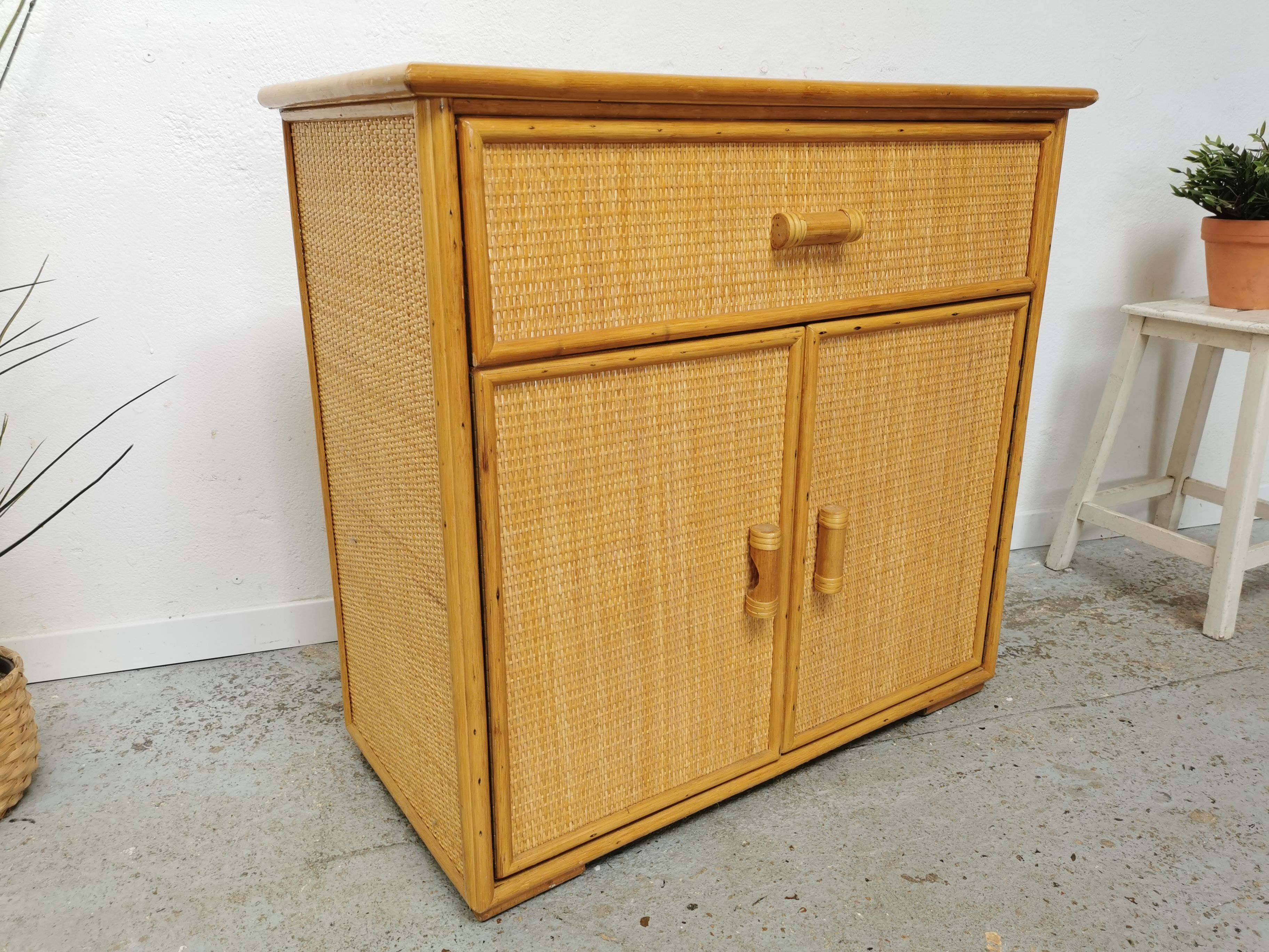 Roche Bobois vintage rattan sideboard