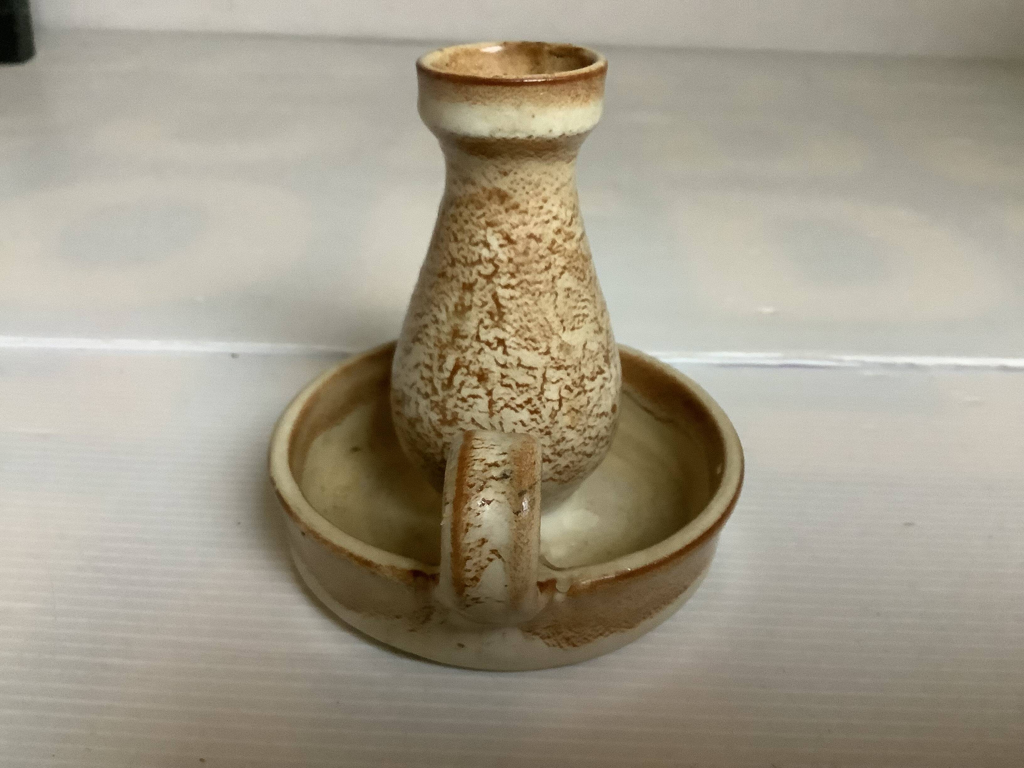Speckled beige ceramic candle holder