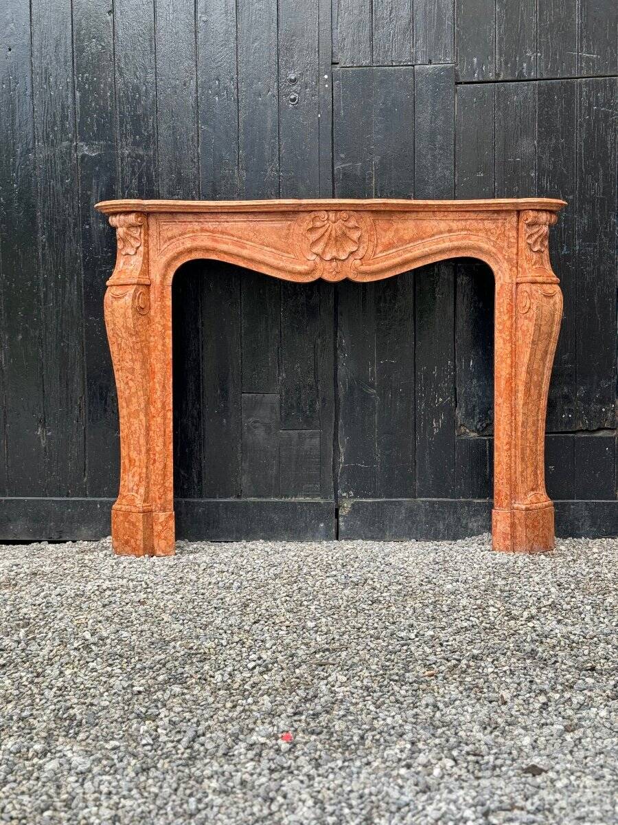 Louis XV Style Fireplace In Red Verona Marble Circa 1880