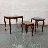 Vintage Louis XV style nesting tables in cherry wood