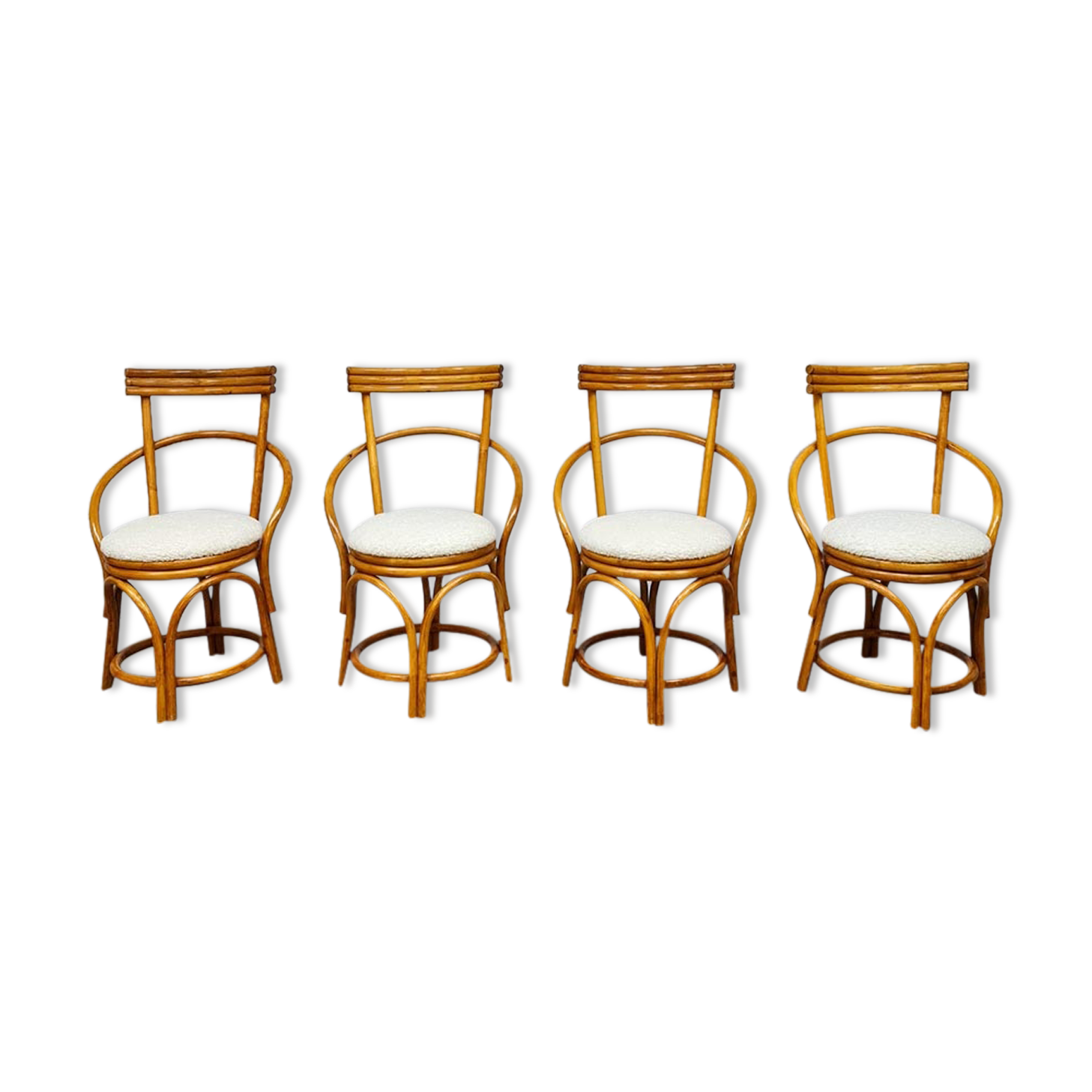 Vintage midcentury design bamboo dining chairs ‘Boucle’