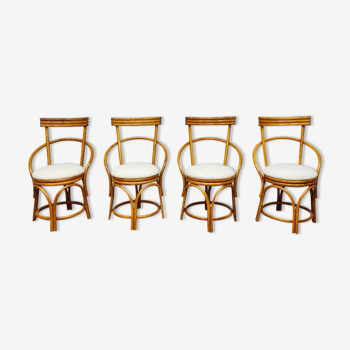 Vintage midcentury design bamboo dining chairs ‘Boucle’