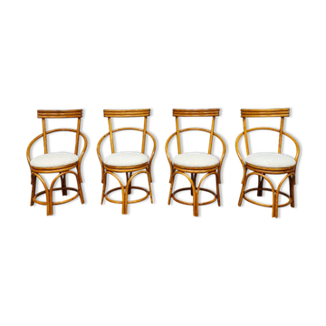 Vintage midcentury design bamboo dining chairs ‘Boucle’