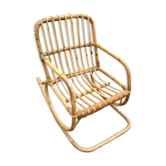 Fauteuil rocking-chair en rotin enfant