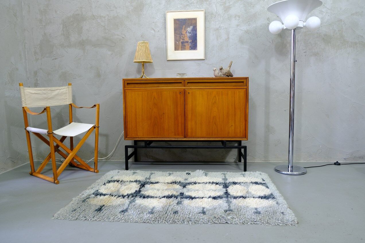 Tapis Rya scandinave fait à la main, années 1960, 152x105 cm