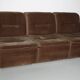 Canapé modulable vintage en velours marron/vert, 3 éléments