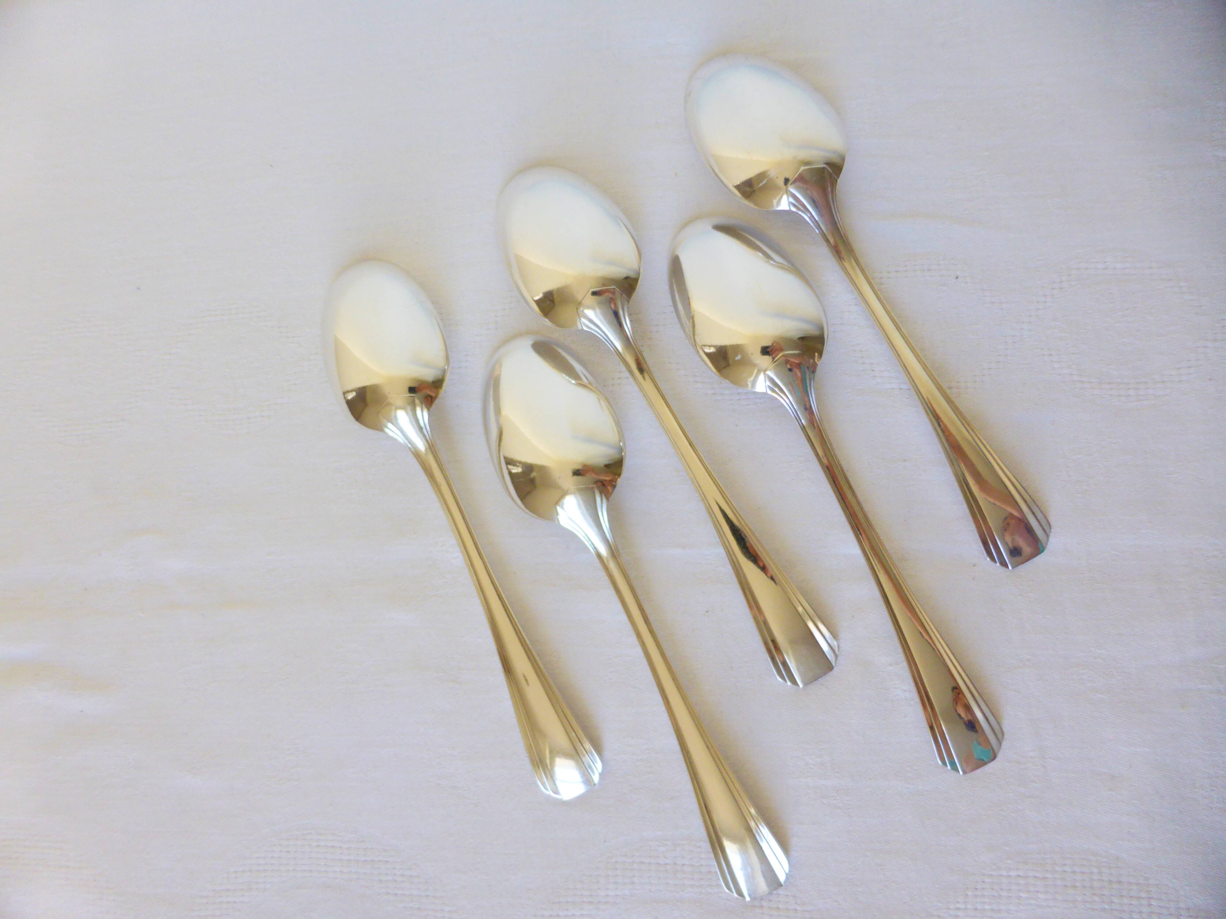 5 Christofle Art Deco style silver-plated soup spoons 2106257