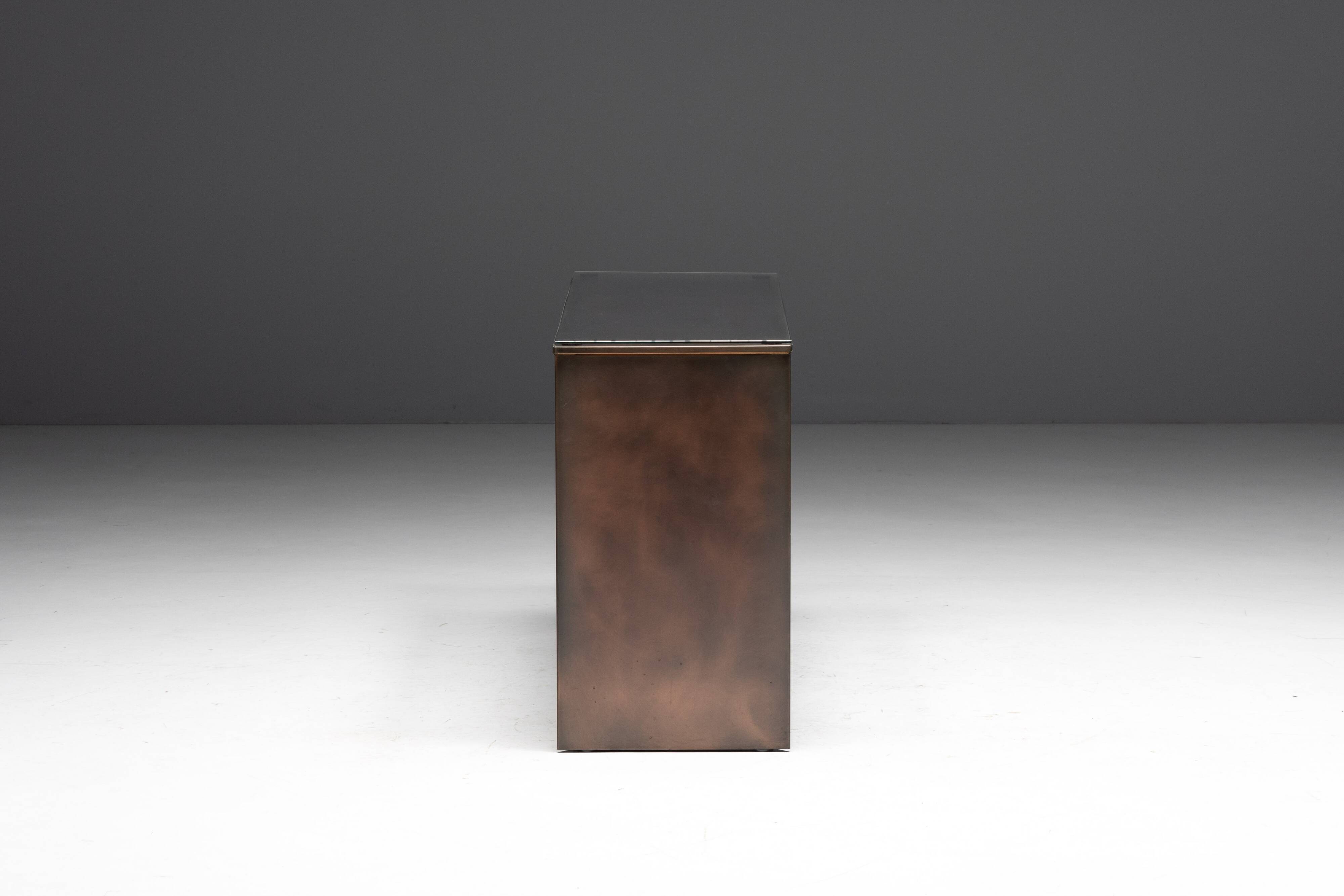 Console en bronze patiné par Belgochrom, Belgique, années 1970