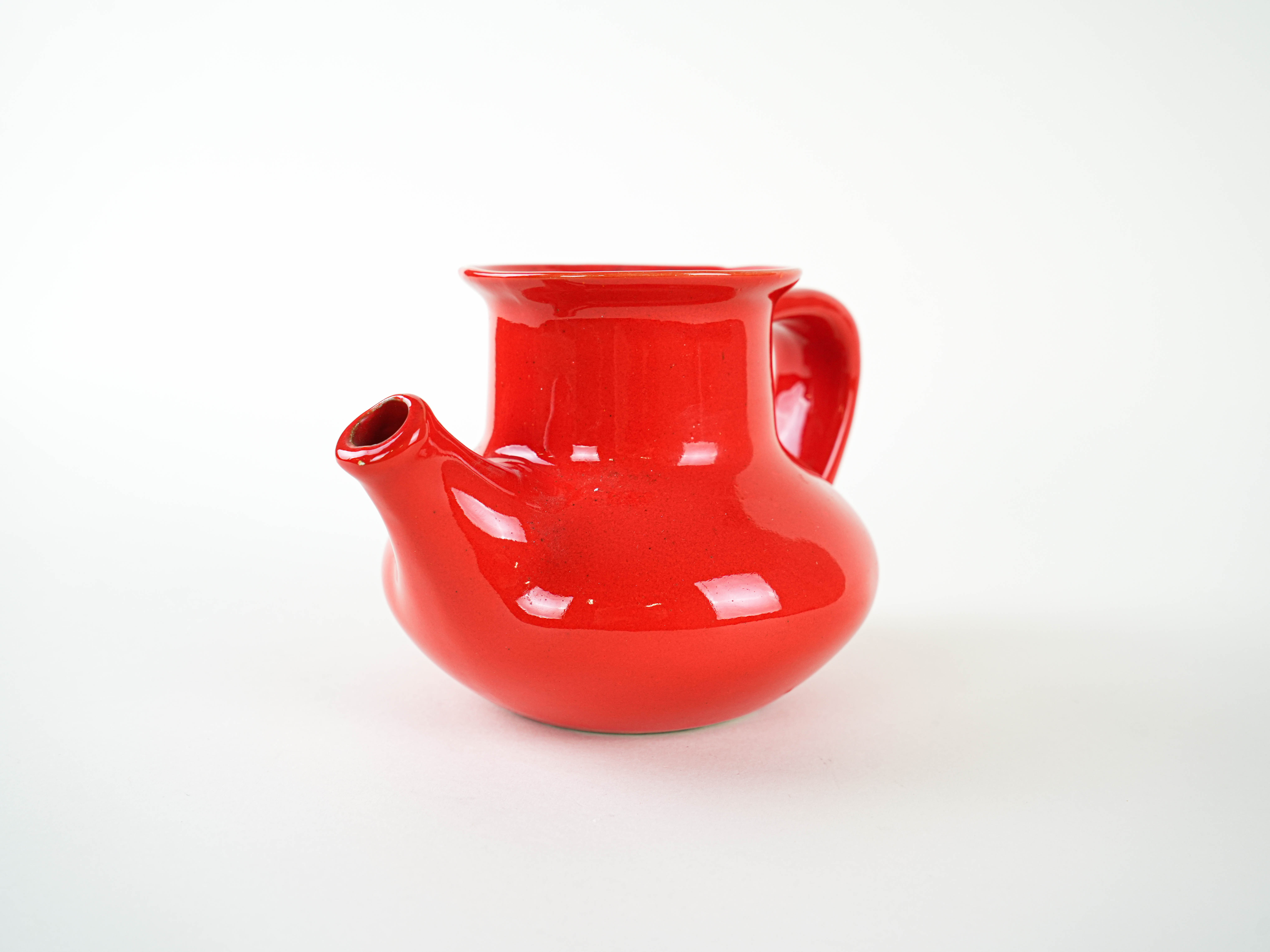 Red ceramic jug, Danish design, 1960s, made in Denmark