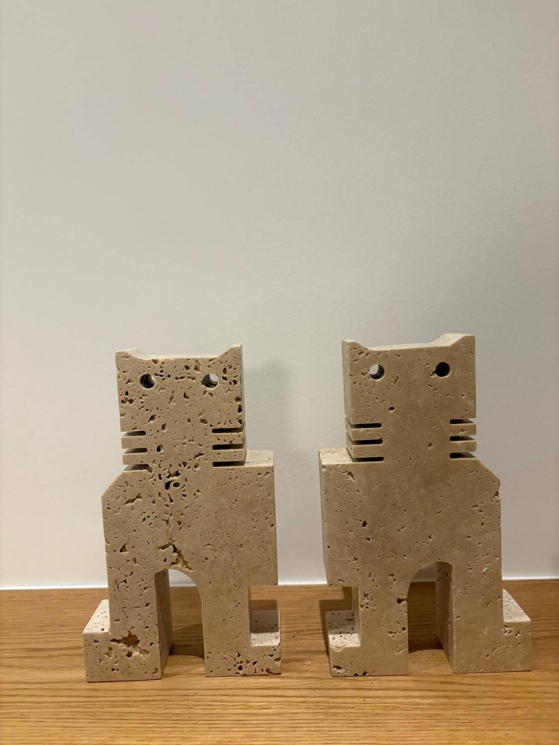 Paire de chats en travertin, Fratelli Mannelli, Italie, 1970s