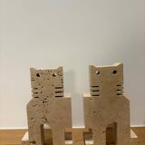 Paire de chats en travertin, Fratelli Mannelli, Italie, 1970s