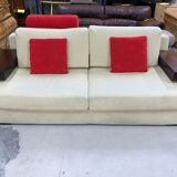 Design sofa 3 places in microfiber and wood