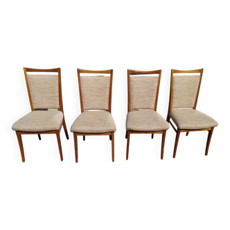 Lot 4 Light wood chairs in vintage Scandinavian fabric