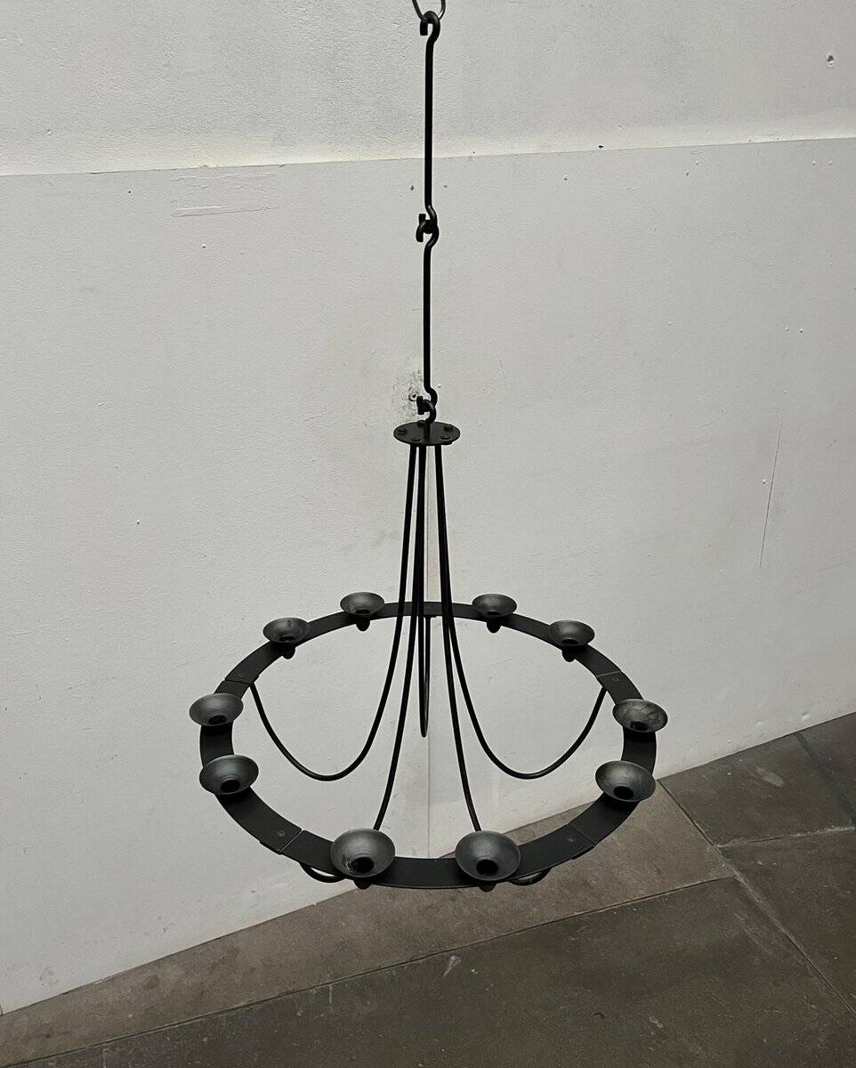 Vintage wrought iron candlestick chandelier by Ehlén Johansson for Ikea, 1990s.