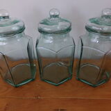 Bocal octogonal en verre vert