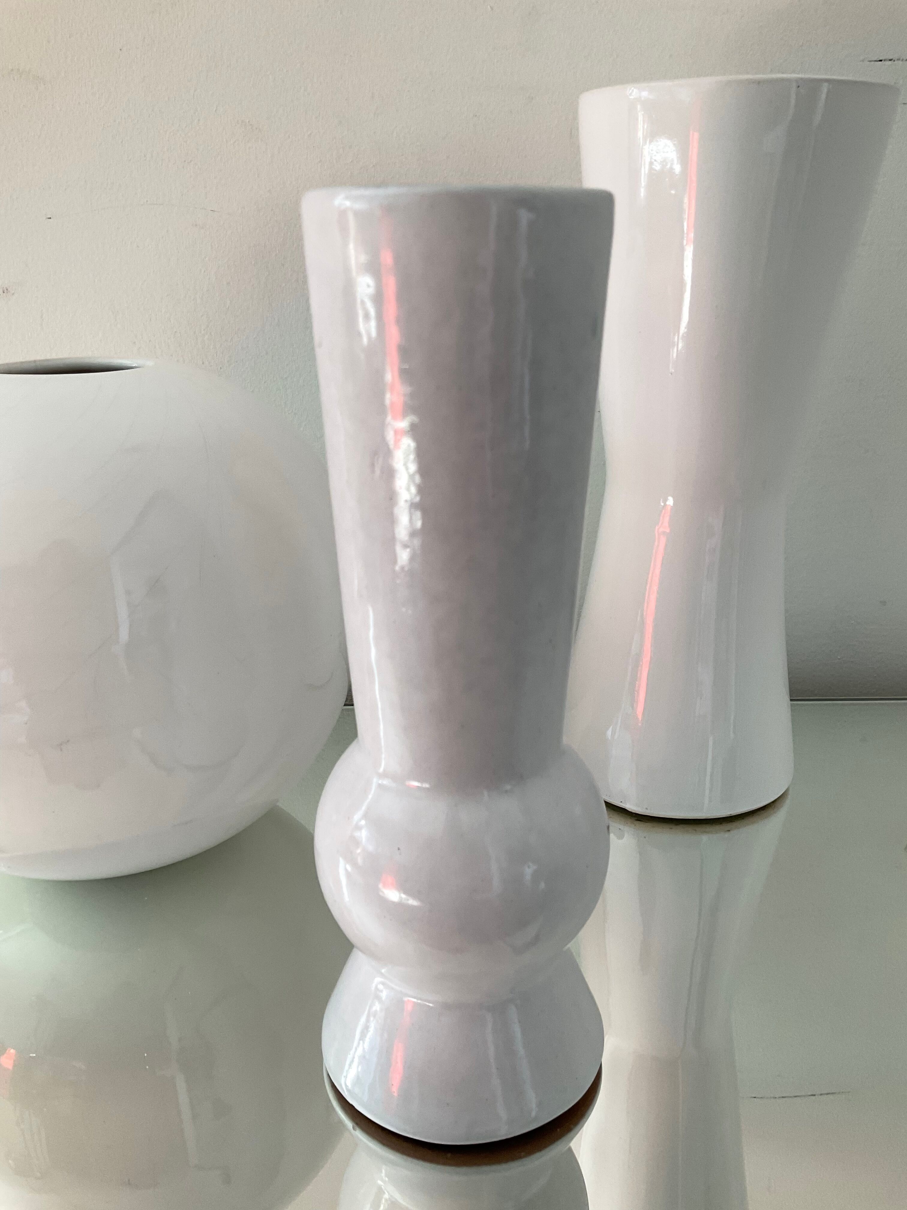 Trio of vintage ceramic vases white 60s-70s