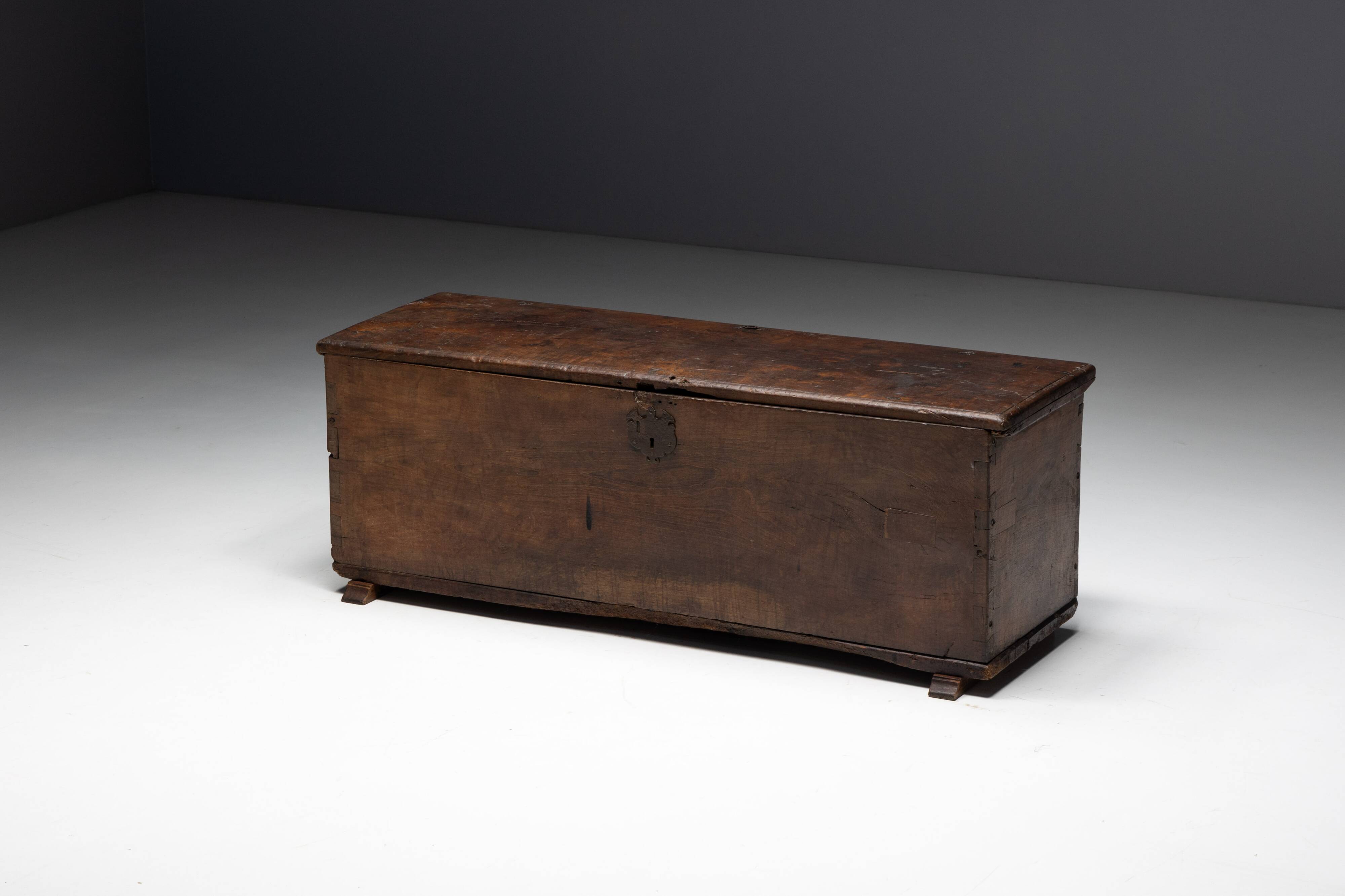 Antique wooden storage chest, France, late 18th century