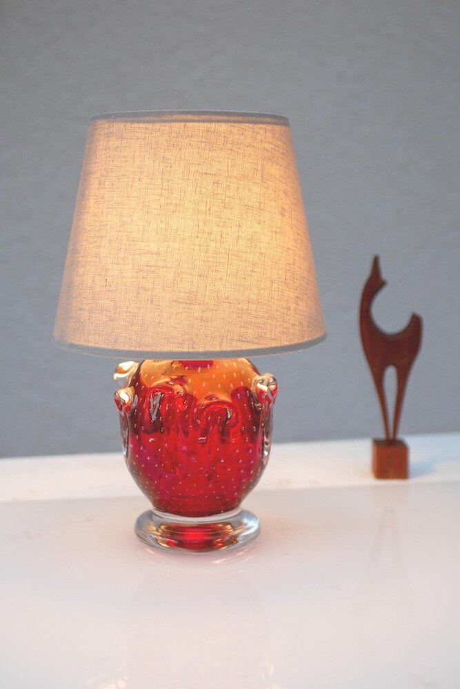 Red crystal glass lamp by Börne Augustsson for Åseda