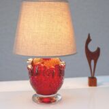 Red crystal glass lamp by Börne Augustsson for Åseda